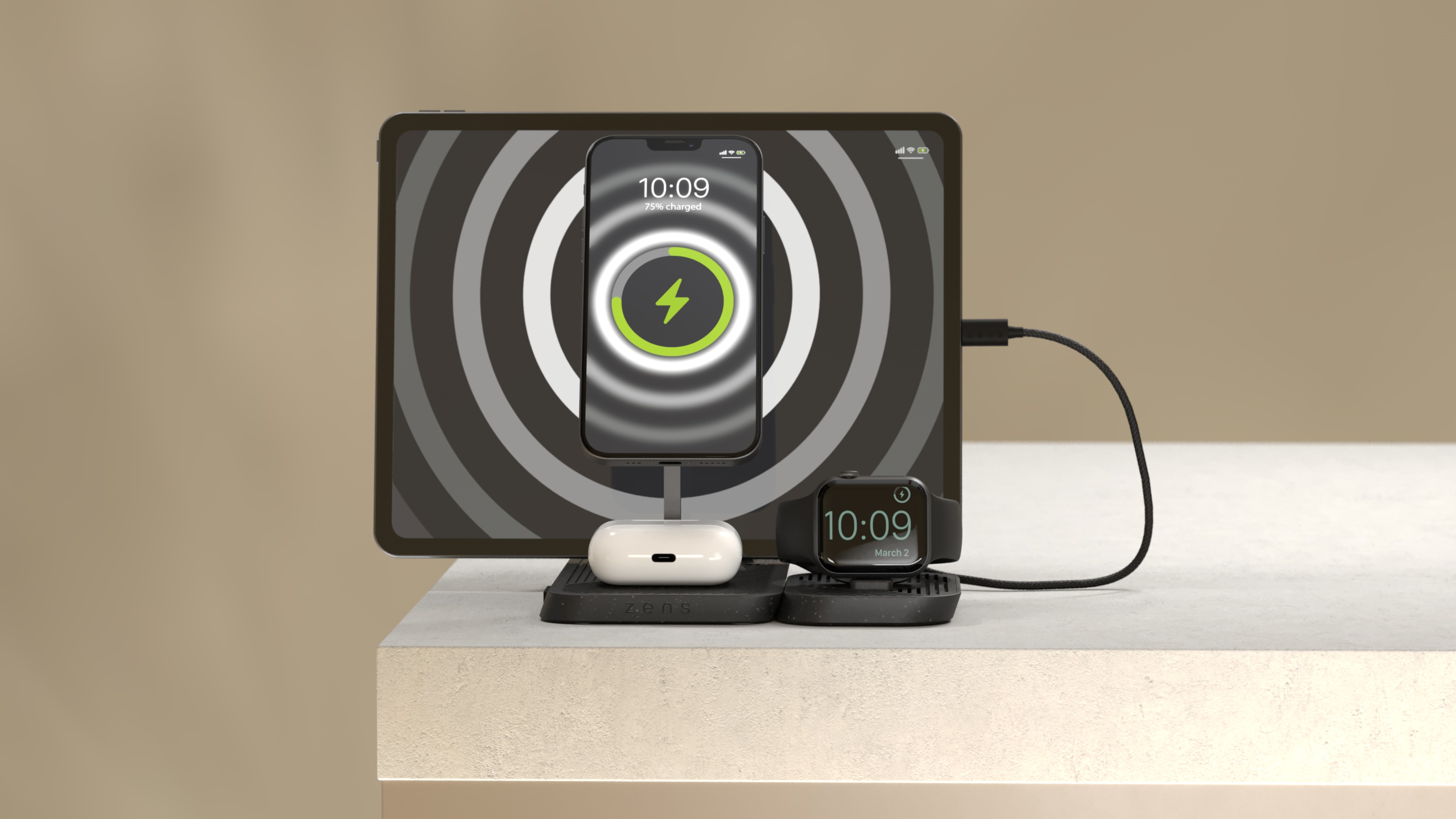 Zens 4-in-1 Modular Wireless Charger &ndash; Best 4-in-1 MagSafe charging stand for iPad users
