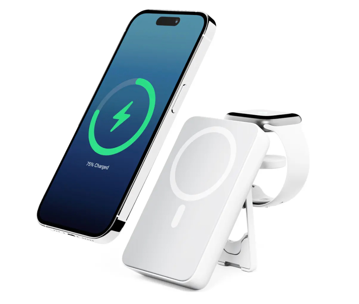 Alogic Lift 4-in-1 MagSafe Wireless 10000mAh Power Bank &ndash; Best multi-device Apple Watch power bank iPhone stand