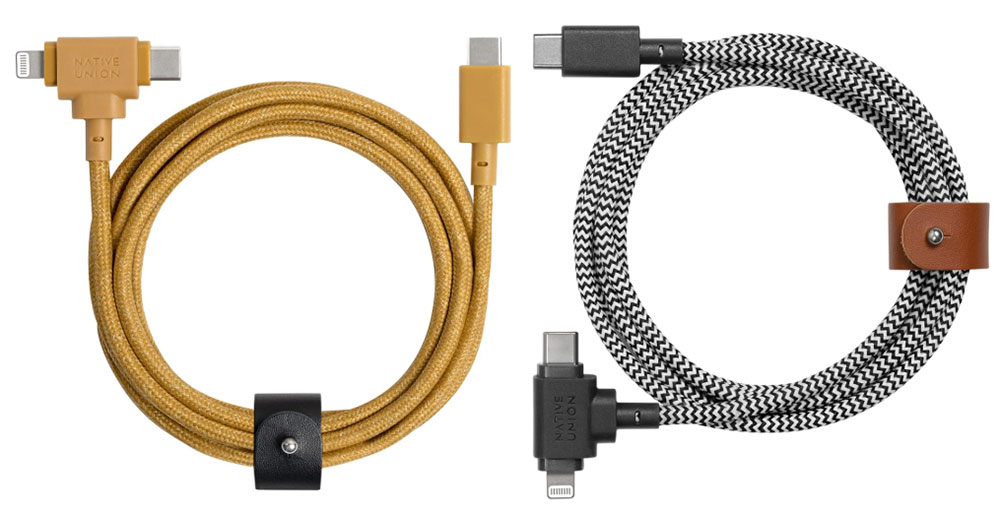 Native Union Belt Cable Duo USB-C to Lightning Cable &ndash; Premium hybrid charge cable for iPhone & iPad